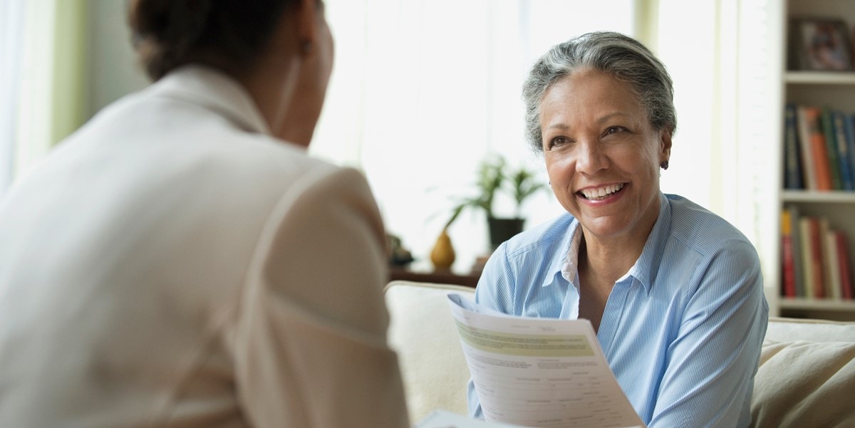 woman in office, meeting with a coworker