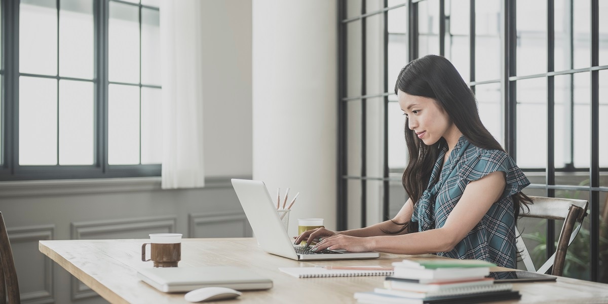 woman working at desk