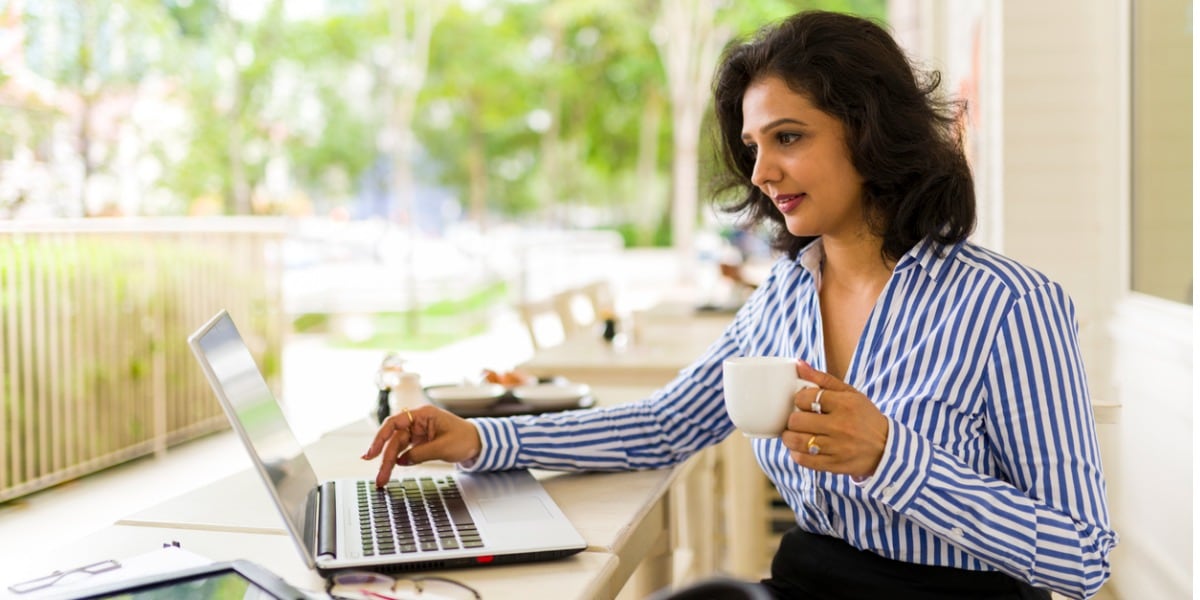 woman working on a laptop