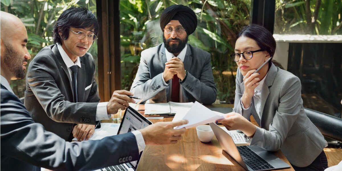 corporate business people in suits in a meeting