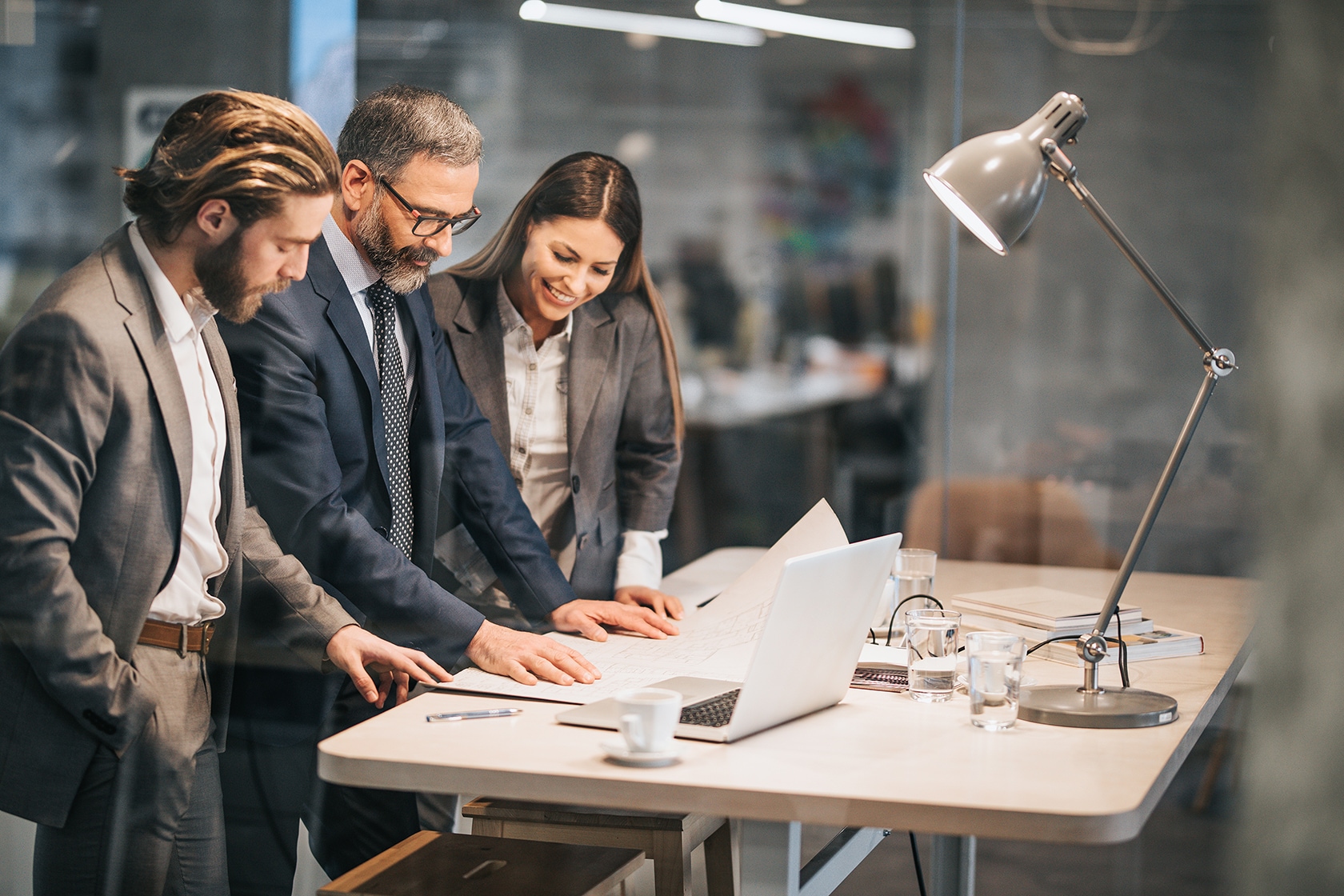 business people collaborating at a table in the office