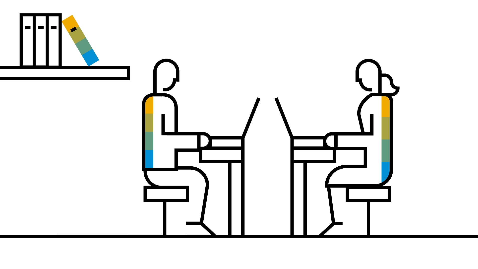 two people working at computers