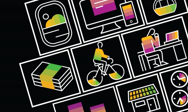 multiple business and travel, expense, invoice icons