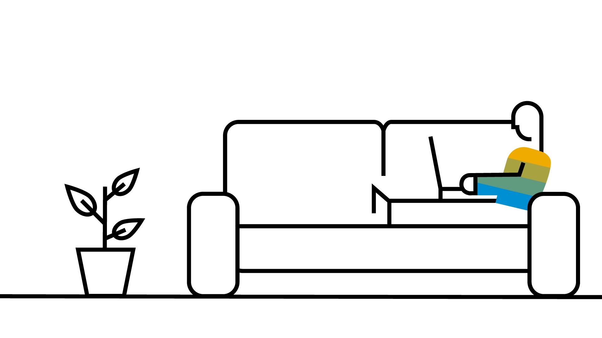 person working on the couch