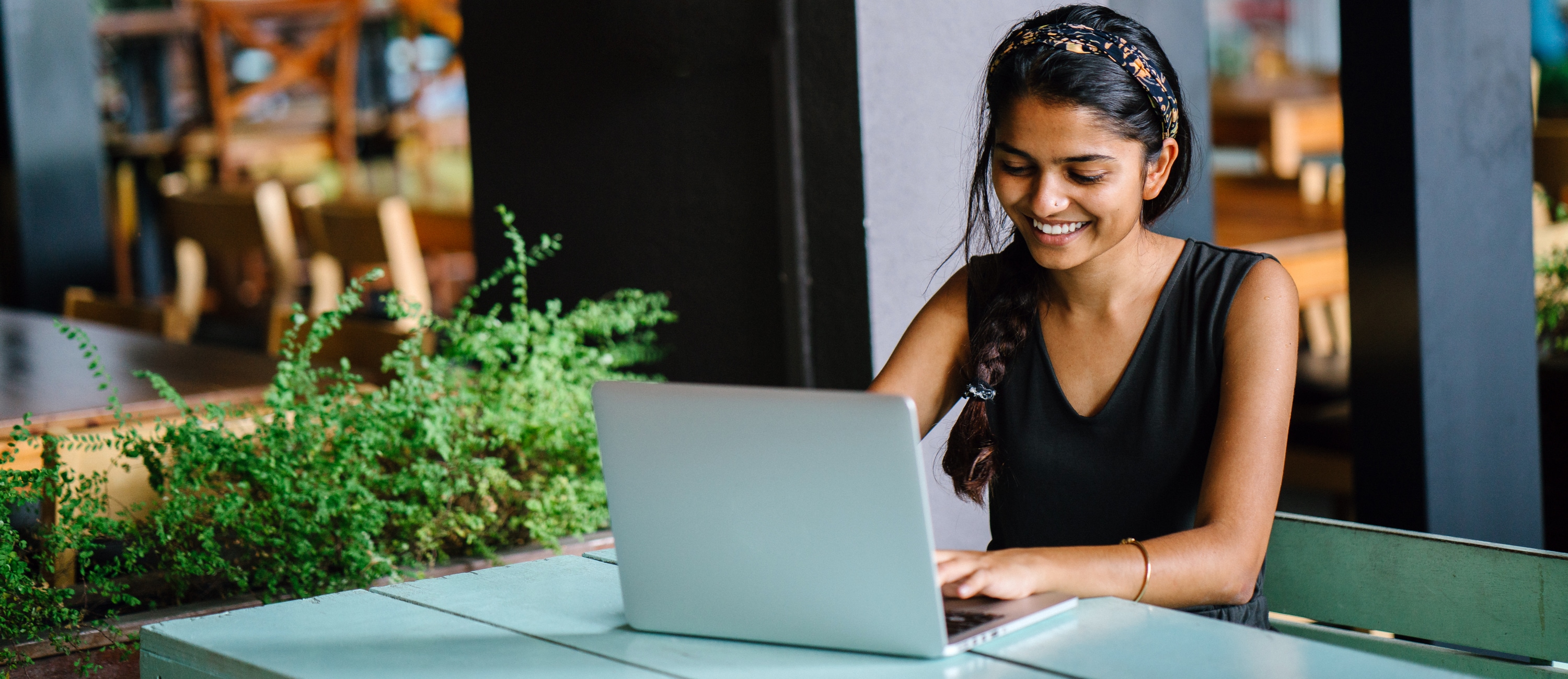 woman working on a laptop