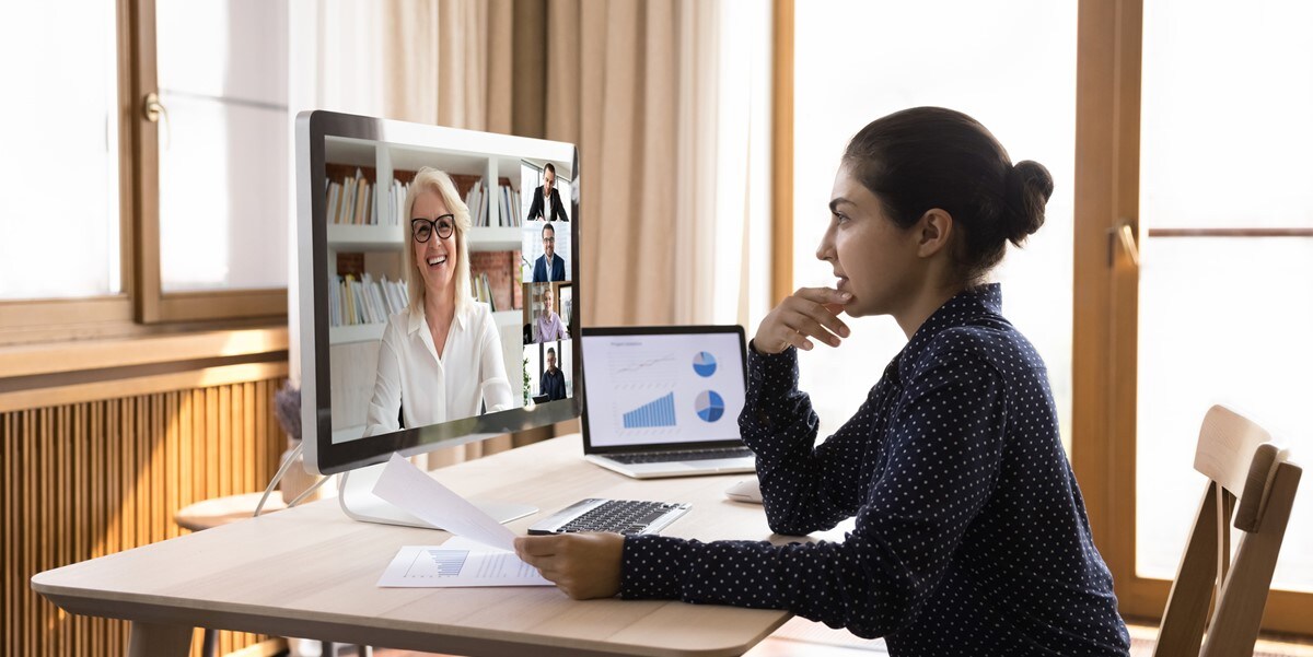 woman in virtual meeting