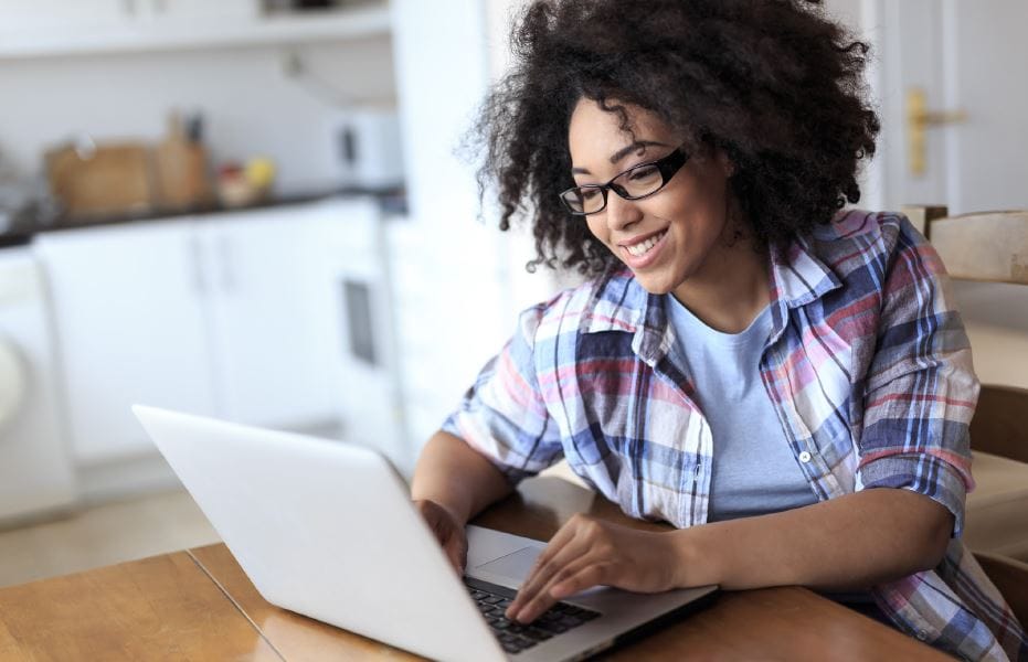 Lady using laptop