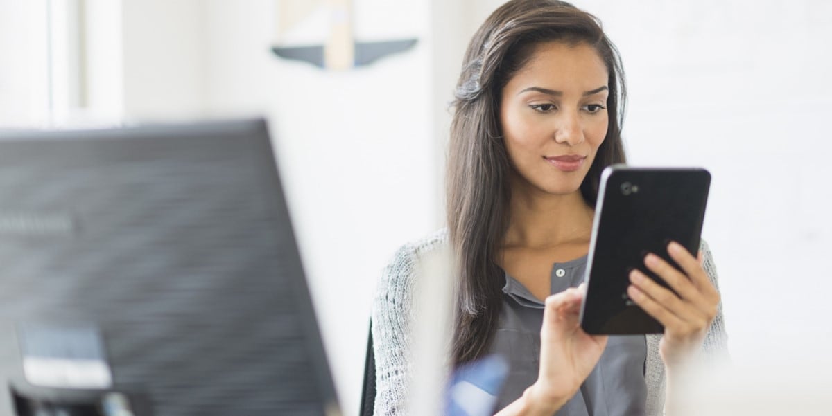 woman using tablet