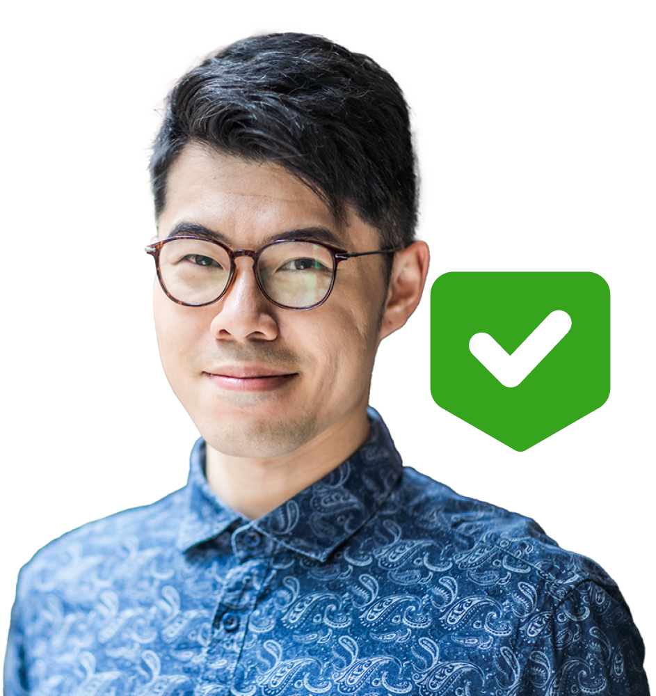 business professional with confirmation check mark