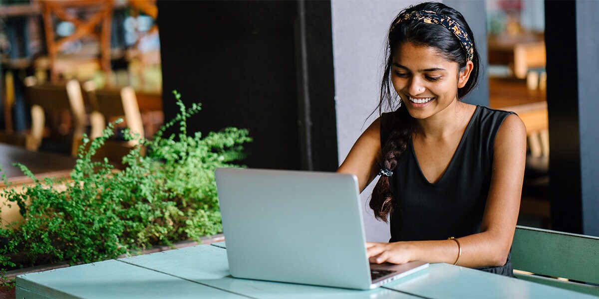 woman working on a laptop