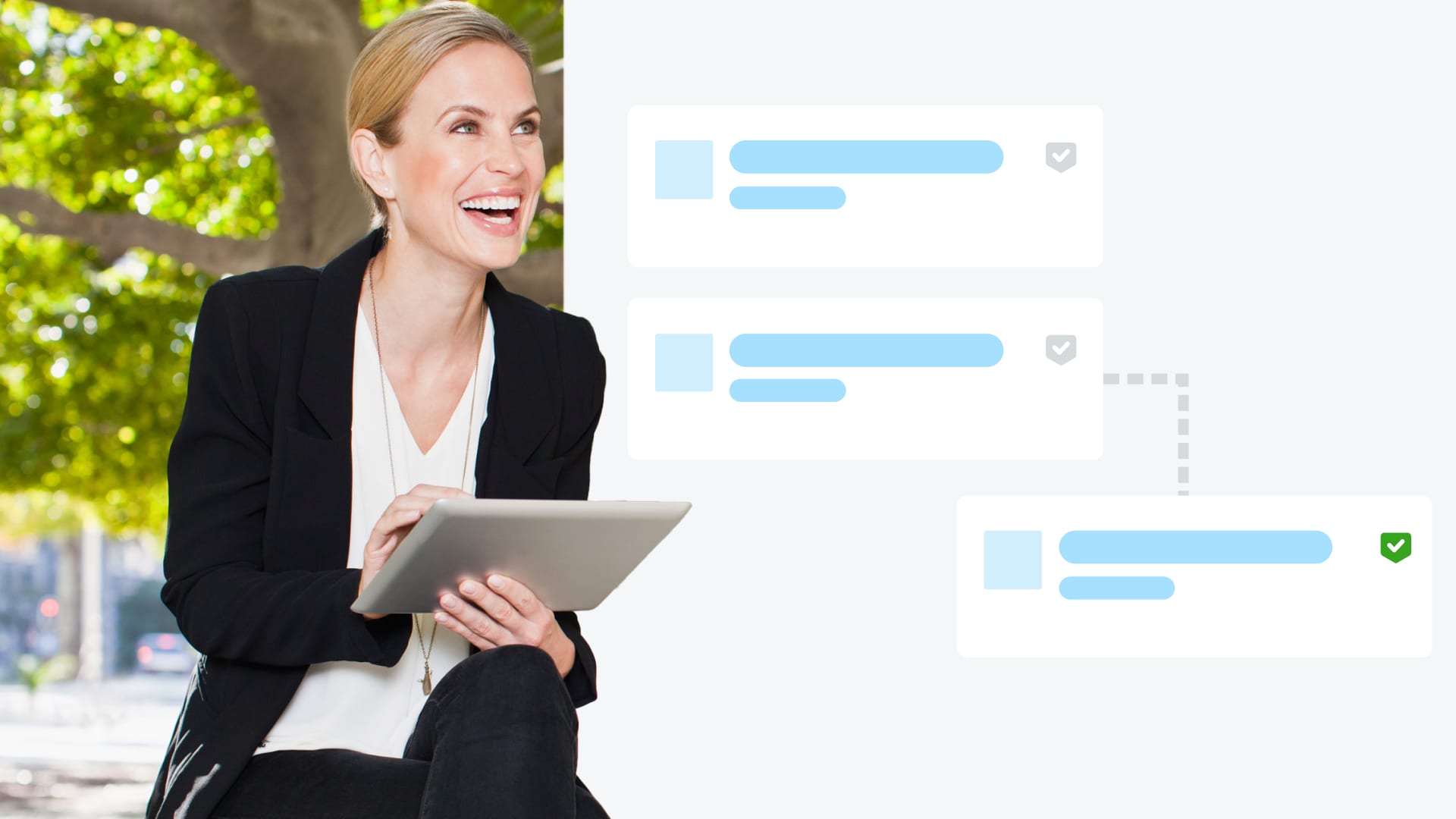 business professional using tablet