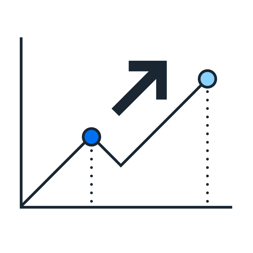 Line graph growth pictogram